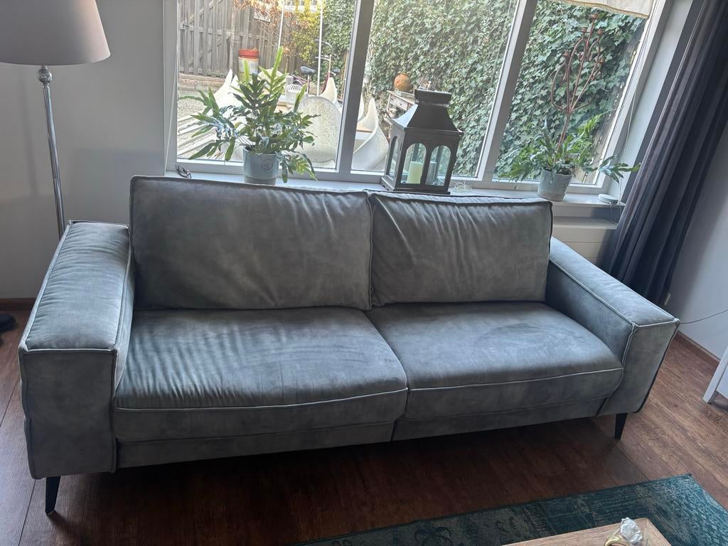 1 haco bank grijs blauw, Ophalen, Driepersoons, 75 tot 100 cm, Zo goed als nieuw