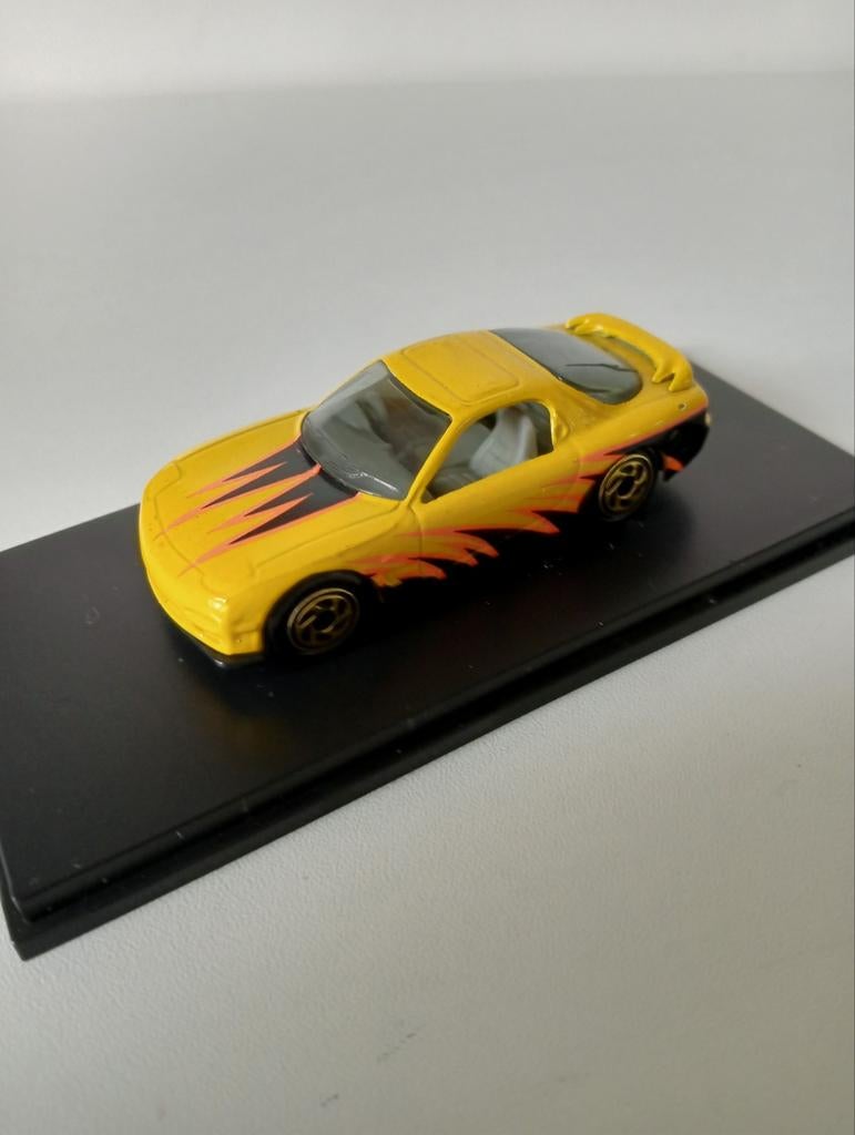 Gele Mazda RX7 met Vlammen - Hot Wheels Stijl, Ophalen of Verzenden, Nieuw, Auto, Overige merken