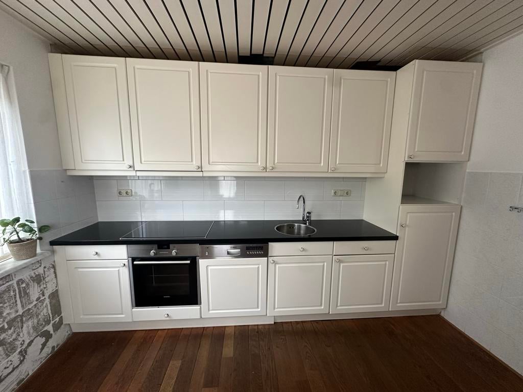 Complete keuken 3,60m met inbouwapp. en composiet blad, Ophalen, Gebruikt, Wit, Enkelwandige keuken