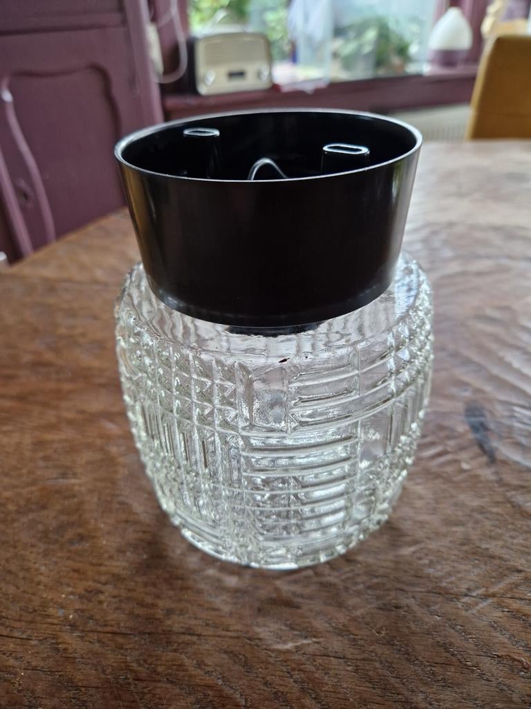 Strakke plafonlamp bubbelglas Bauhaus style, Huis en Inrichting, Lampen | Plafondlampen, Ophalen of Verzenden, Gebruikt, Glas