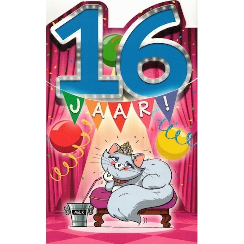 Verjaardagskaart 16 jaar! bij Stichting Superwens!, Diversen, Ophalen of Verzenden, Nieuw
