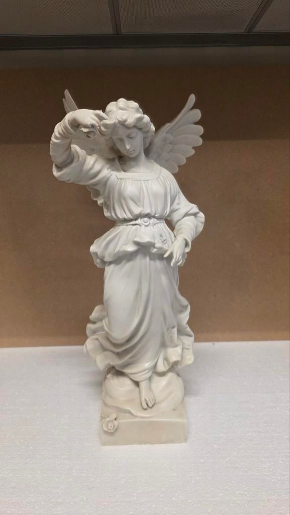 Grote Antieke Bisquit Engel Beeldje, Ophalen of Verzenden, Gebruikt, Religie