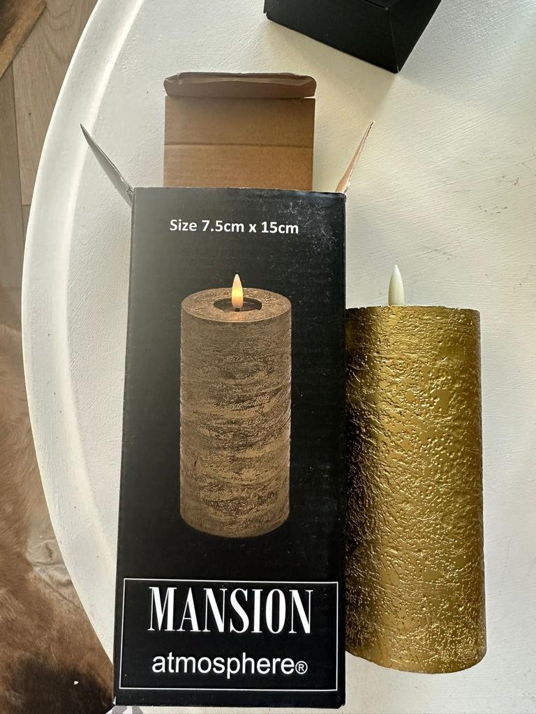Mansion atmosphere LED kaars goud, Huis en Inrichting, Overige materialen, Overige kleuren, Nieuw, Ophalen of Verzenden