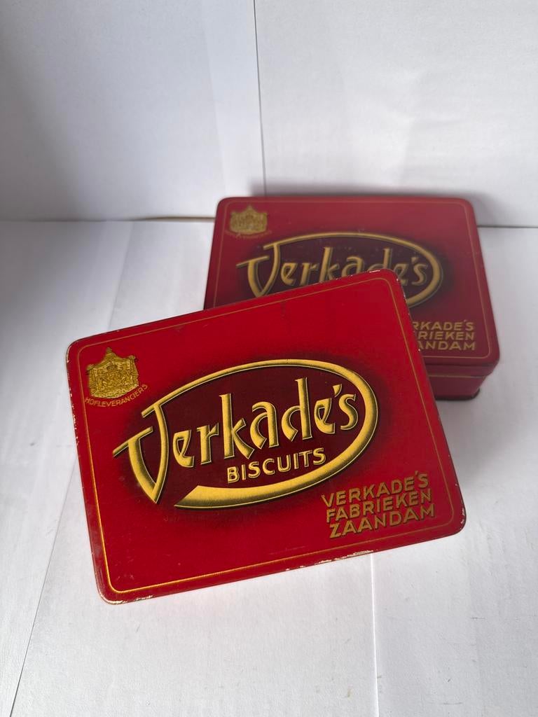 2 Verkade Biscuits blikken, Verzamelen, Blikken, Ophalen of Verzenden, Gebruikt, Koek(jes), Verkade