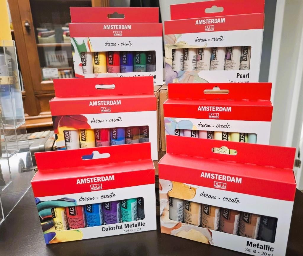 Amsterdam Acrylverf: 6 x 20ml setjes. Vanaf € 9,50 per setje, Hobby en Vrije tijd, Royal Talens, Nieuw, Ophalen of Verzenden, Apeldoorn