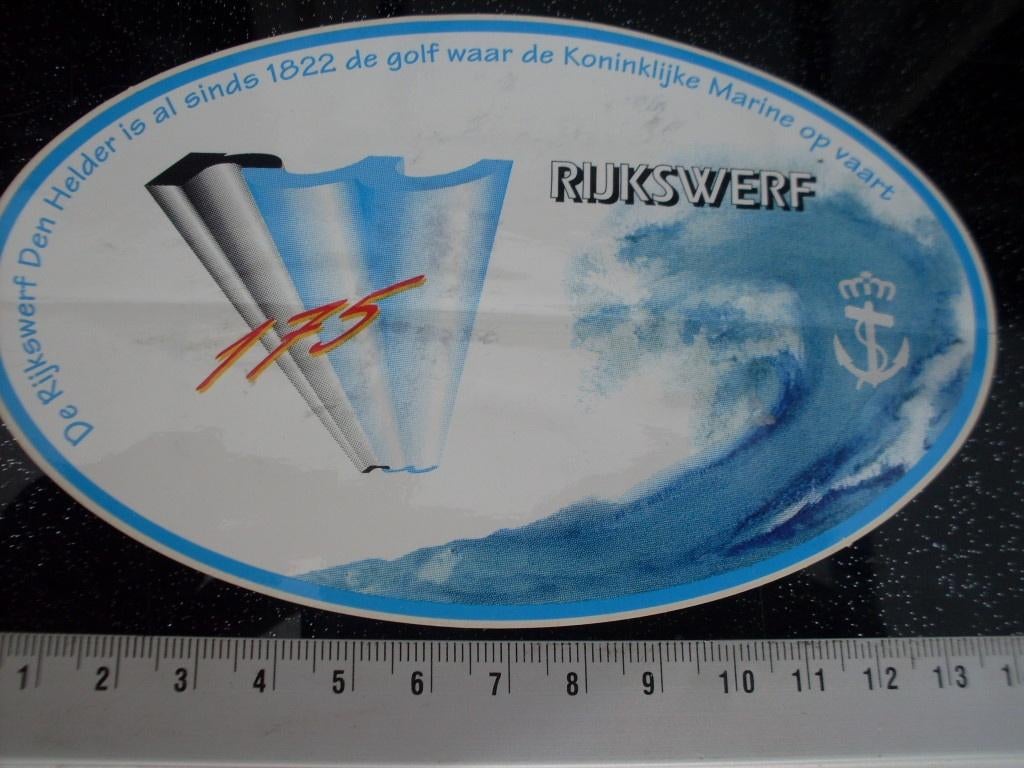 sticker de rijkswerf logo sinds 1822 golf marine op vaart, Verzenden, Zo goed als nieuw, Bedrijf of Vereniging
