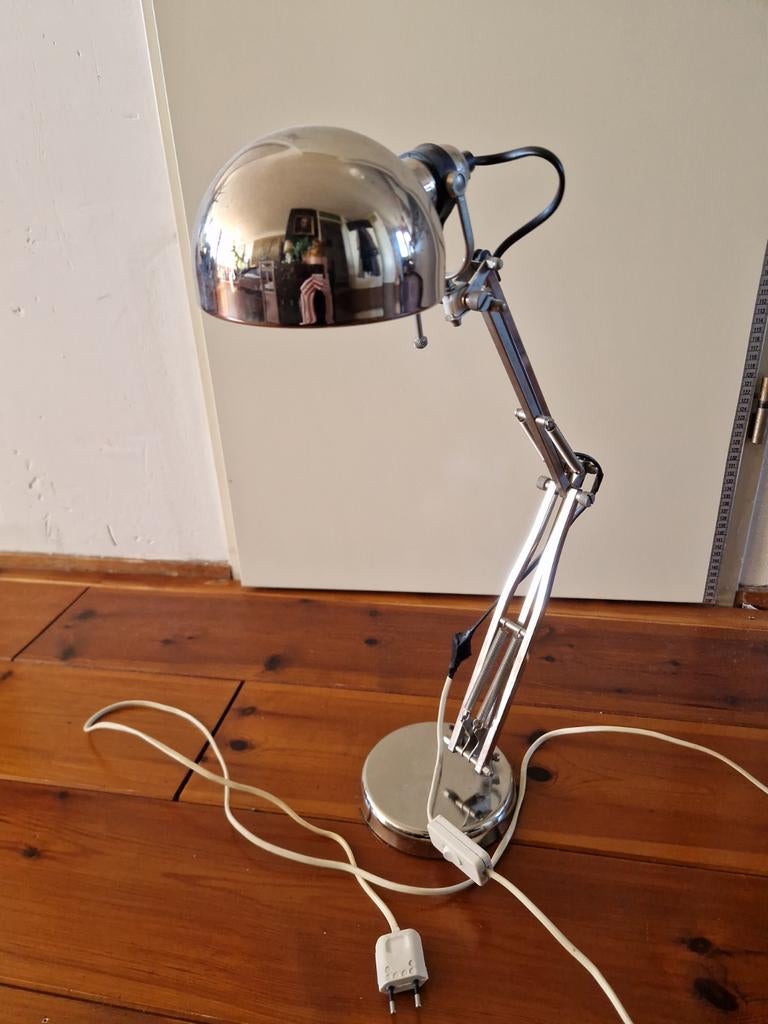 Vintage IKEA Forsa bureaulamp - Chroom, Ophalen of Verzenden, Gebruikt, Vintage, Industrieel