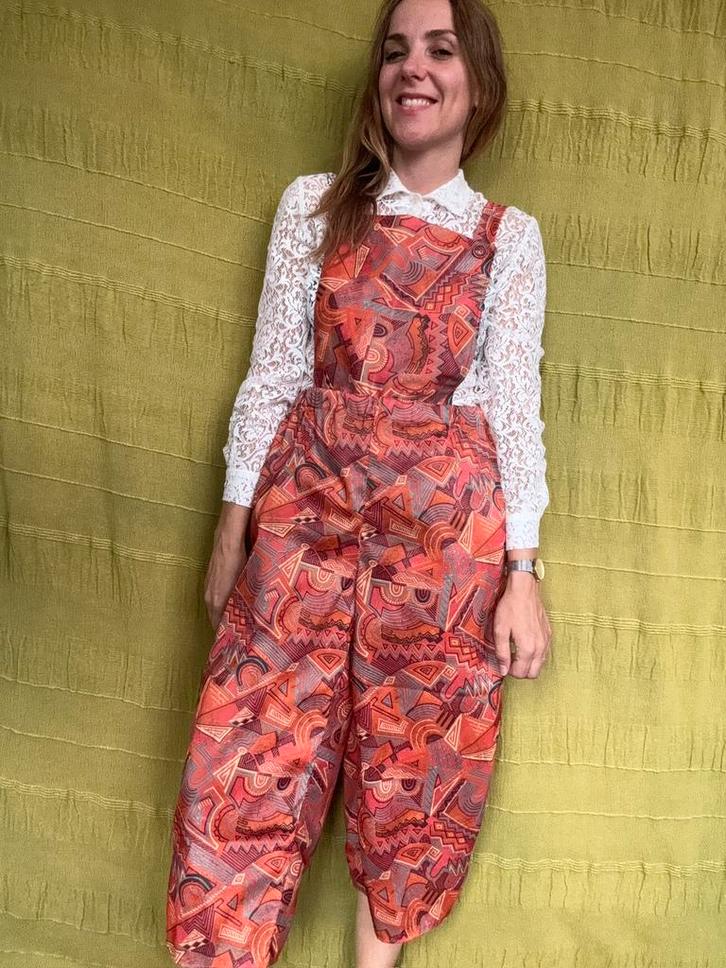 Handgemaakt tuinpak / tuinbroek - pak - print, Kleding | Dames, Jumpsuits, Gedragen, Maat 38/40 (M), Ophalen of Verzenden