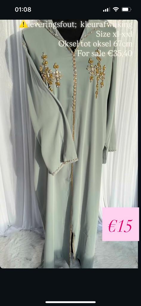 Jelaba mintgroen xl-xxl, Ophalen, Overige typen, Maat 46/48 (XL) of groter, Zo goed als nieuw