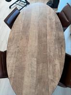 Eikenhouten eettafel met 4 leren stoelen, Huis en Inrichting, Tafels | Eettafels, Ophalen, 100 tot 150 cm, Eikenhout, Zo goed als nieuw