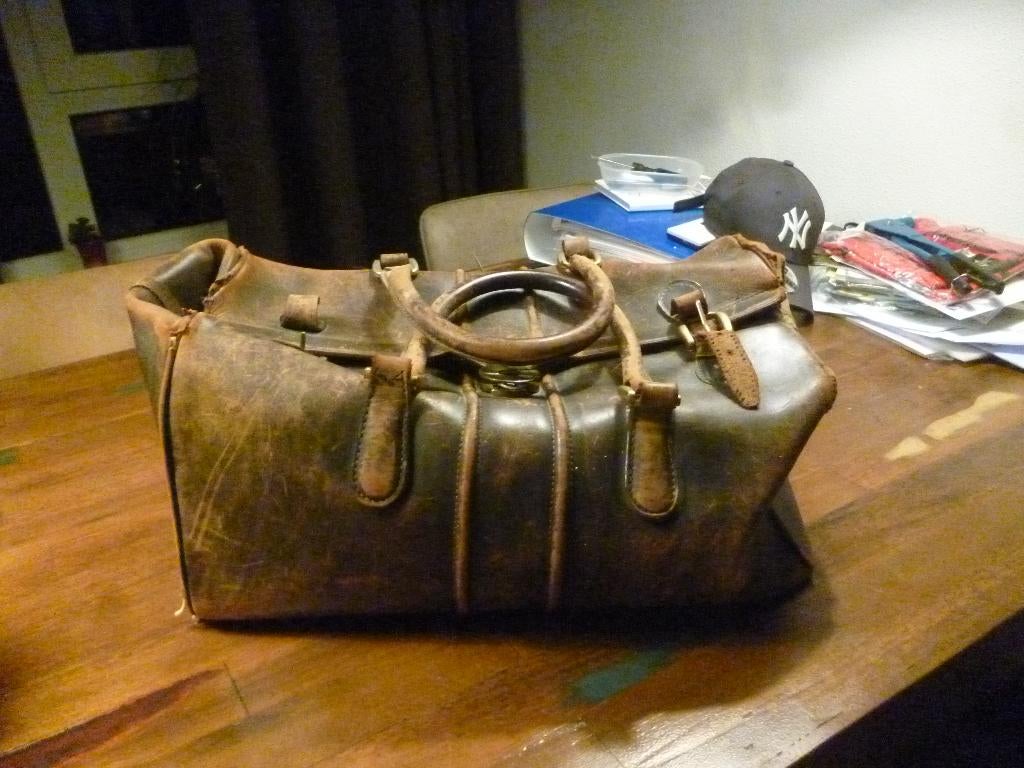 Vintage dokterstas, gebruikte staat, wel goed, leer, bruin, Ophalen of Verzenden