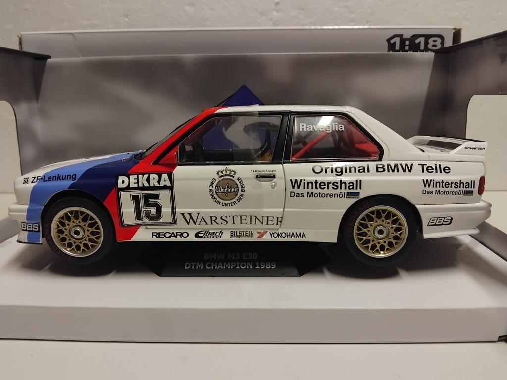BMW M3 M Power E30 DTM Champion wit 1989 Solido 1:18 KRD, Ophalen of Verzenden, Zo goed als nieuw, Auto, Solido