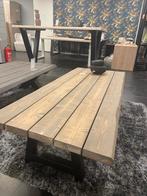 salontafelset hout met zwart stalen poten | 170x70 cm, Huis en Inrichting, Tafels | Eettafels, Ophalen, Eikenhout, Nieuw, 50 tot 100 cm