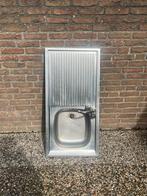 RVS spoelbak met afdruiprek en kraan 100x50x20cm, Gebruikt, Overige typen, Ophalen of Verzenden, Grijs