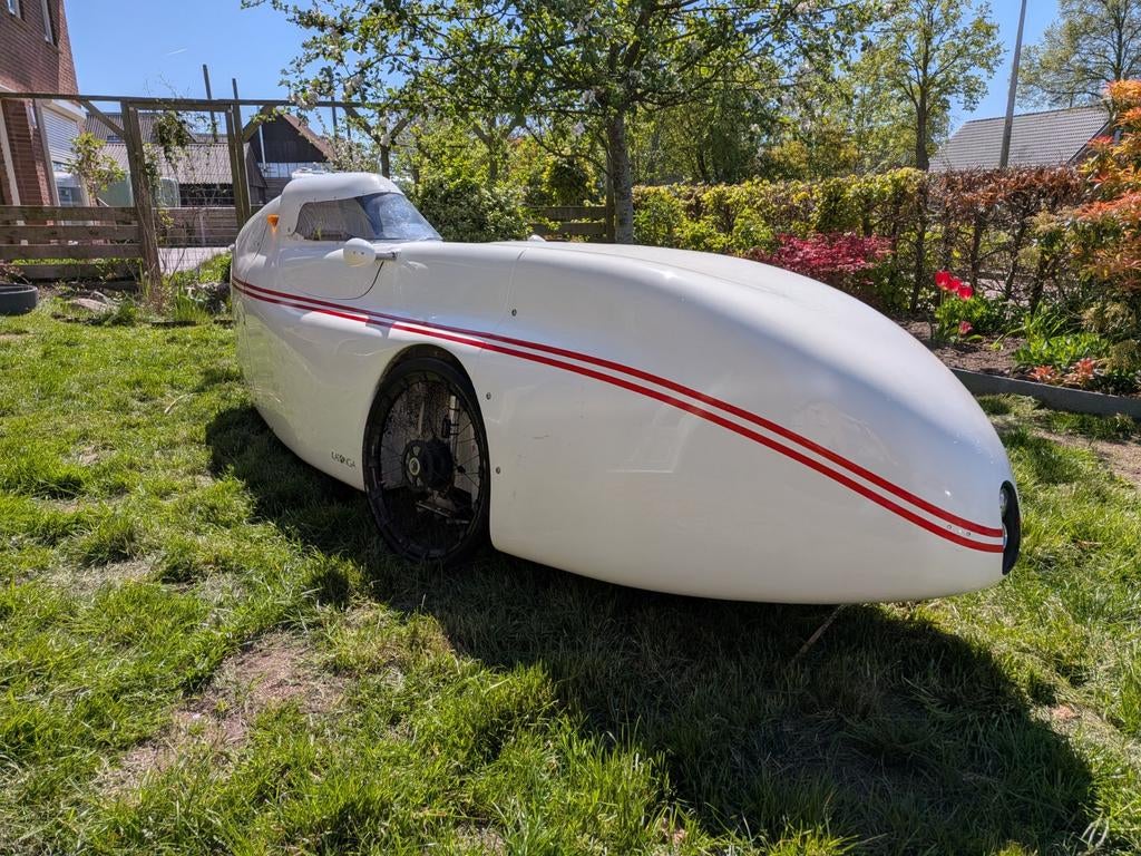 Velomobiel Waw met racekap, slechts 3000km gereden, Fietsen en Brommers, Fietsen | Ligfietsen, Gebruikt, Onderstuur, Cabine, Trommelrem
