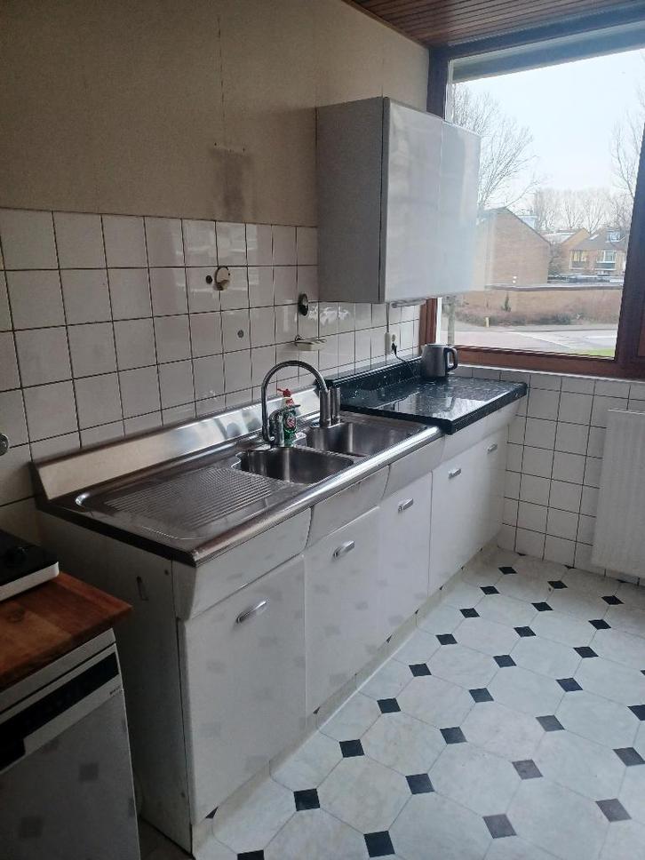 amerikaanse keuken, Huis en Inrichting, Keuken | Complete keukens, Gebruikt, Dubbelwandige keuken, Wit, Staal of Rvs, Ophalen