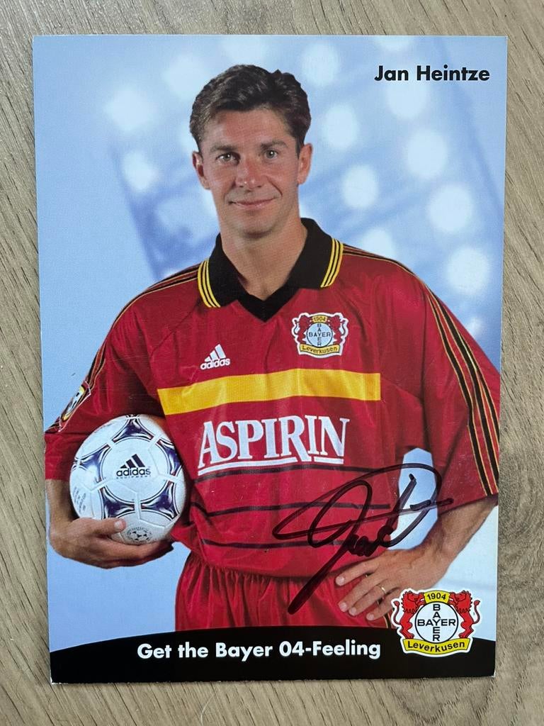 Fotokaart Jan Heintze (Bayer Leverkusen, PSV) + handtekening, Ophalen of Verzenden, Nieuw, PSV, Spelerskaart