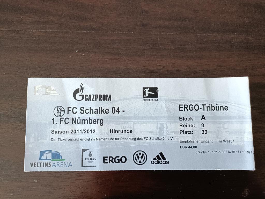 Ticket FC Schalke `04- 1. FC Nurnberg, Ophalen of Verzenden, Gebruikt, Buitenlandse clubs, Overige typen