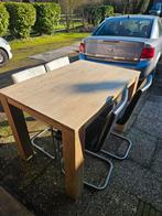 Houten Eettafel hoog met krukken, Huis en Inrichting, Barkrukken, Ophalen of Verzenden, Gebruikt