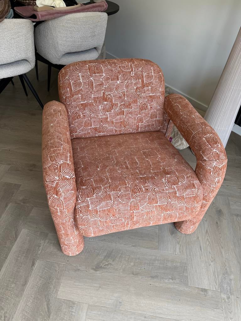 Karwei fauteuil Lea terracotta, Ophalen, Gebruikt, Stof, 75 tot 100 cm