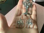 Vintage zilveren set Wensboom hanger oorbellen zirkoon AG, Hangers, Verzenden, Zo goed als nieuw, Met edelsteen