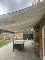 Knikarmscherm - Groen/Wit gestreept - Elektrisch, Gebruikt, 450 cm of meer, Elektrisch, Ophalen of Verzenden