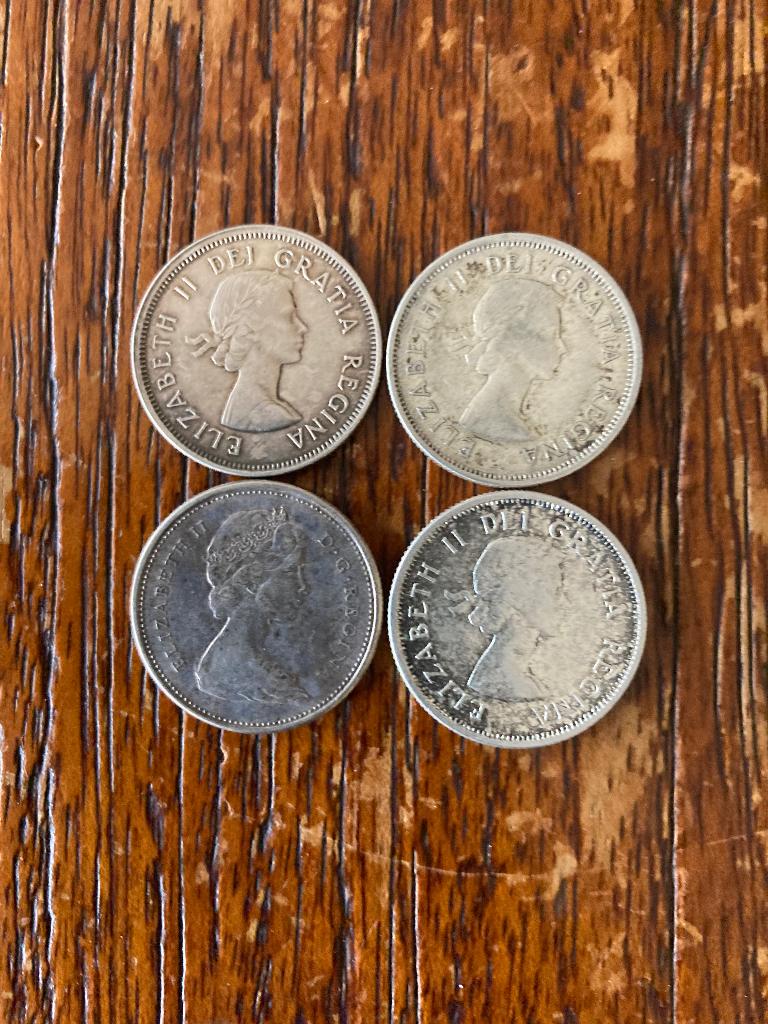 Canada 4 maal quarter 1/4 dollar zilver, Postzegels en Munten, Munten | Amerika, Ophalen of Verzenden, Noord-Amerika, Zilver