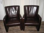 2 bruin-leren fauiteuls, Huis en Inrichting, Fauteuils, Ophalen, Gebruikt, 75 tot 100 cm, Leer