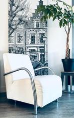 Stoel fateuil wit leer leren witte modern, Huis en Inrichting, Ophalen, Wit, Leer, Zo goed als nieuw