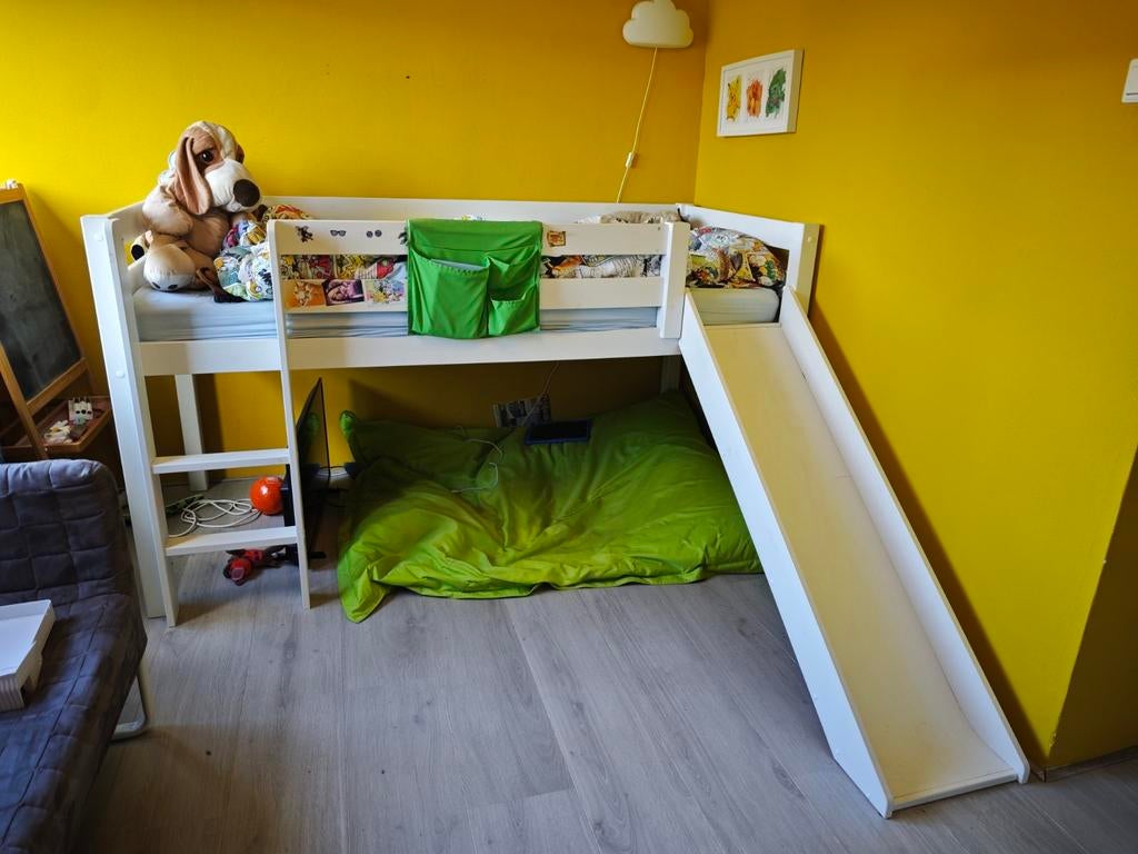 Hoogslaper met glijbaan en ladder - Ideaal voor kinderkamer, Ophalen, Gebruikt, Eenpersoons, 160 tot 180 cm