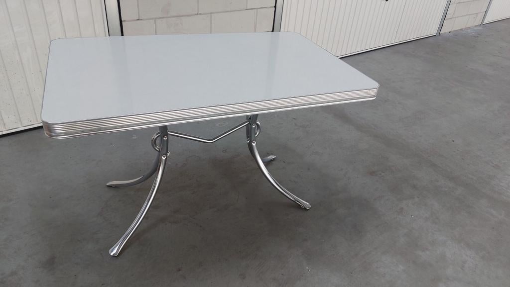 Bel Air Retro fifties diner eet tafel eettafel amerikaans, Ophalen, Zo goed als nieuw, Rechthoekig, 50 tot 100 cm