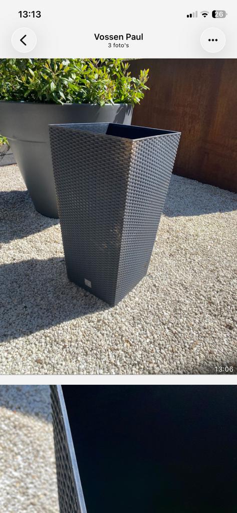 3 prachtige bloembakken (antraciet), Tuin en Terras, Ophalen, Kunststof, Minder dan 30 cm, Rond