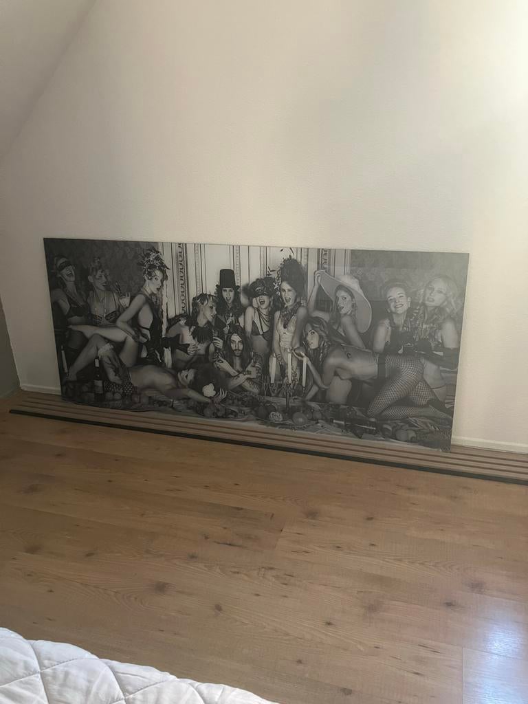 Last Supper op acrylglas met ophangframe 180x80 cm, Huis en Inrichting, Woonaccessoires | Schilderijen, Tekeningen en Foto's, Zo goed als nieuw