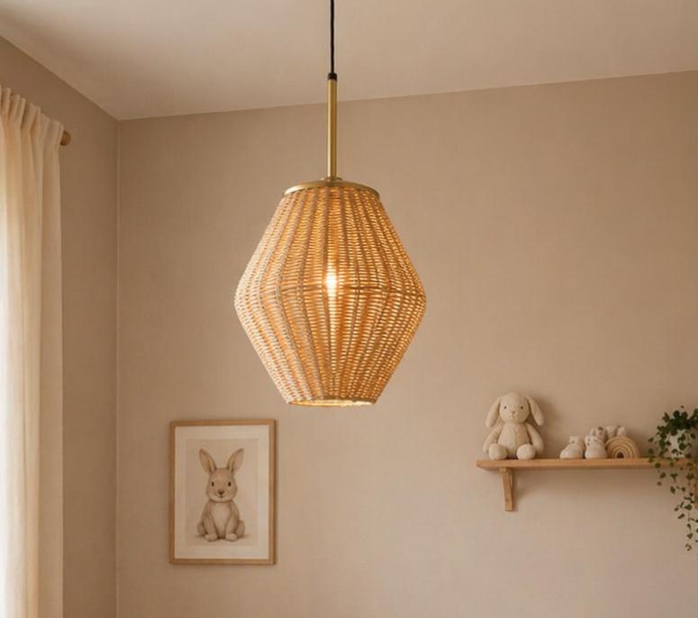 Sissy-Boy Rotan Hanglamp voor Kinderkamer - Boho Stijl, Ophalen of Verzenden, Zo goed als nieuw, Hout, 50 tot 75 cm