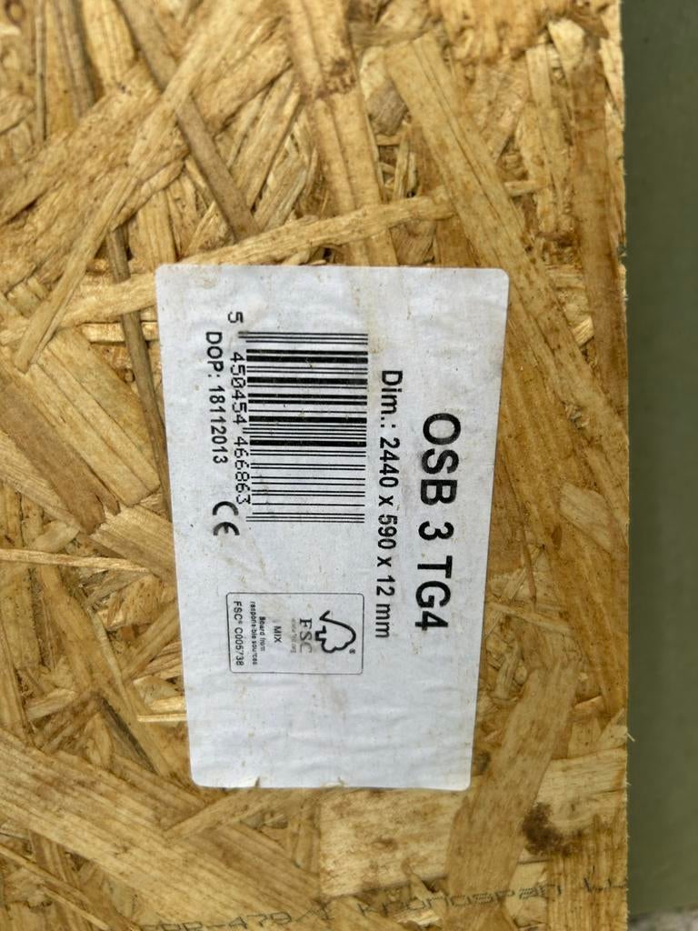 OSB-III platen 2440x590x12 mm, 9 stuks, Doe-het-zelf en Verbouw, Platen en Panelen, Ophalen, Nieuw, Hout, Minder dan 20 mm