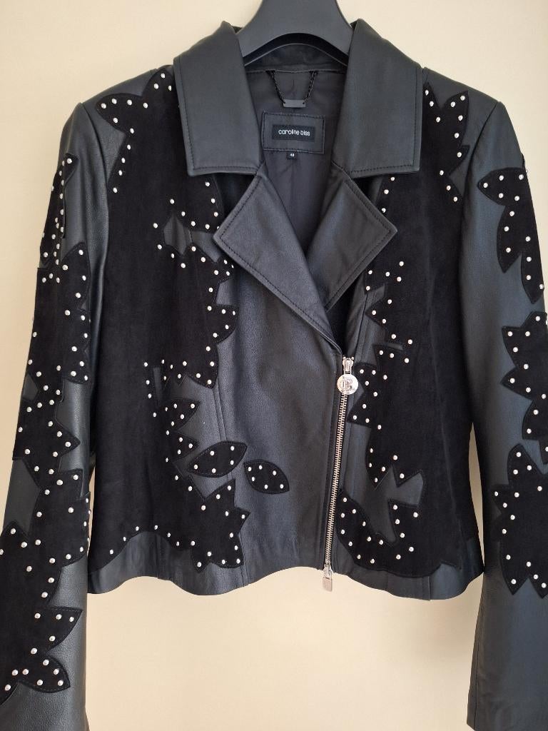 Caroline Biss leren jasje/jacket zwart met studs. Zgan 42, Zwart, Maat 42/44 (L), Ophalen of Verzenden, Zo goed als nieuw