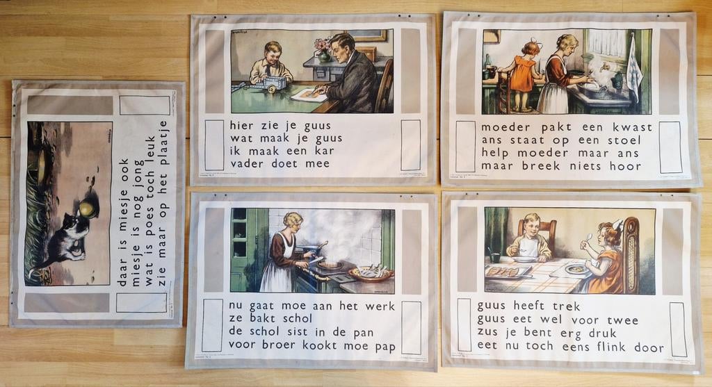 Tien antieke schoolplaten van 1935 Evers Kuitert Gabriëlse, Verzenden