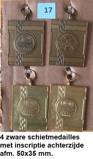 schietsport, set van 4 zware medailles, 50x35 mm (17), Postzegels en Munten, Penningen en Medailles, Overige materialen, Nederland