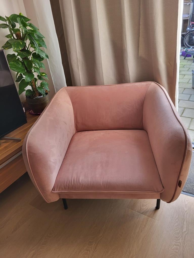 Lichtroze fauteuil - Super leuke stoel!, Ophalen, Gebruikt, Overige kleuren, Stof