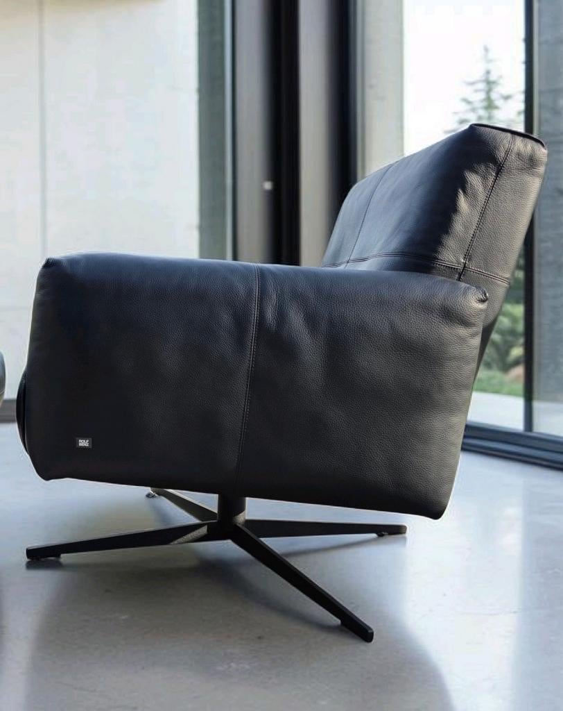 Rolf Benz 50 design draai fauteuil showmodel, Huis en Inrichting, Fauteuils, Ophalen of Verzenden, 75 tot 100 cm, Leer, 50 tot 75 cm