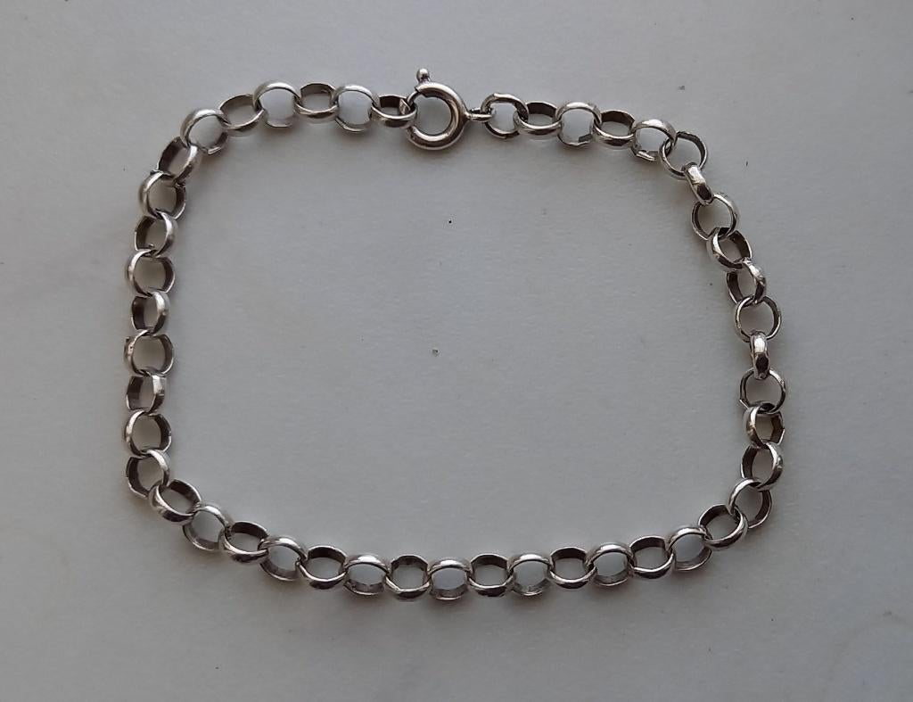 835 zilveren armband jasseron schakel, Verzenden, Zilver, Armband