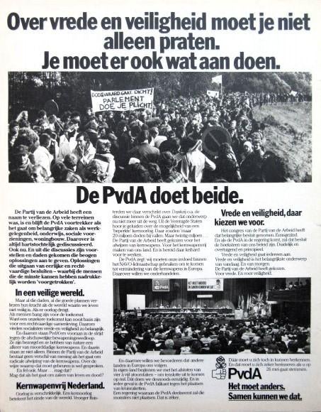 2 vintage advertenties reclames PvdA 81 Partij van de Arbeid, Ophalen of Verzenden, Gebruikt, Overige typen