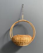 60 jaren Gevlochten hang mand met metalen hangketting, Gebruikt, Mand, Rond, Ophalen of Verzenden
