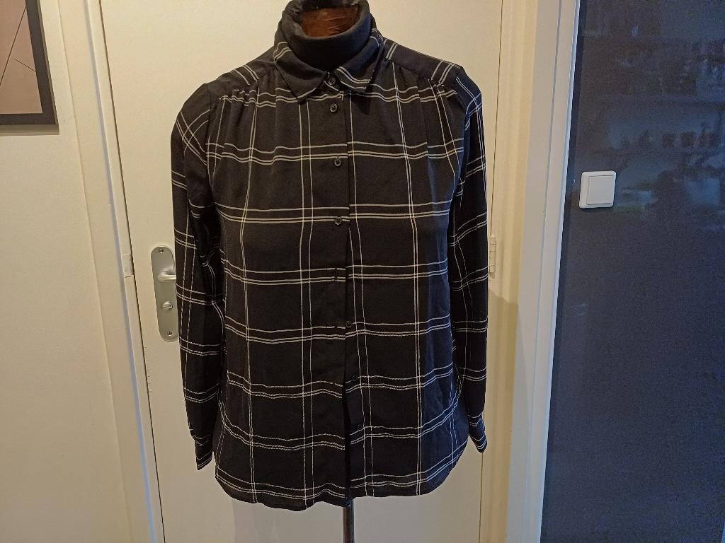 Nieuwstaat zwart wit ruit bloes H&M mt 38, Kleding | Dames, Blouses en Tunieken, Maat 38/40 (M), H&M, Zwart, Ophalen of Verzenden
