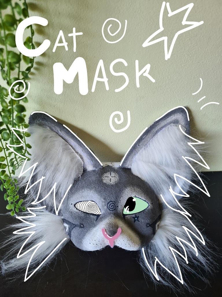 Therian masker grijze kat, Ophalen of Verzenden