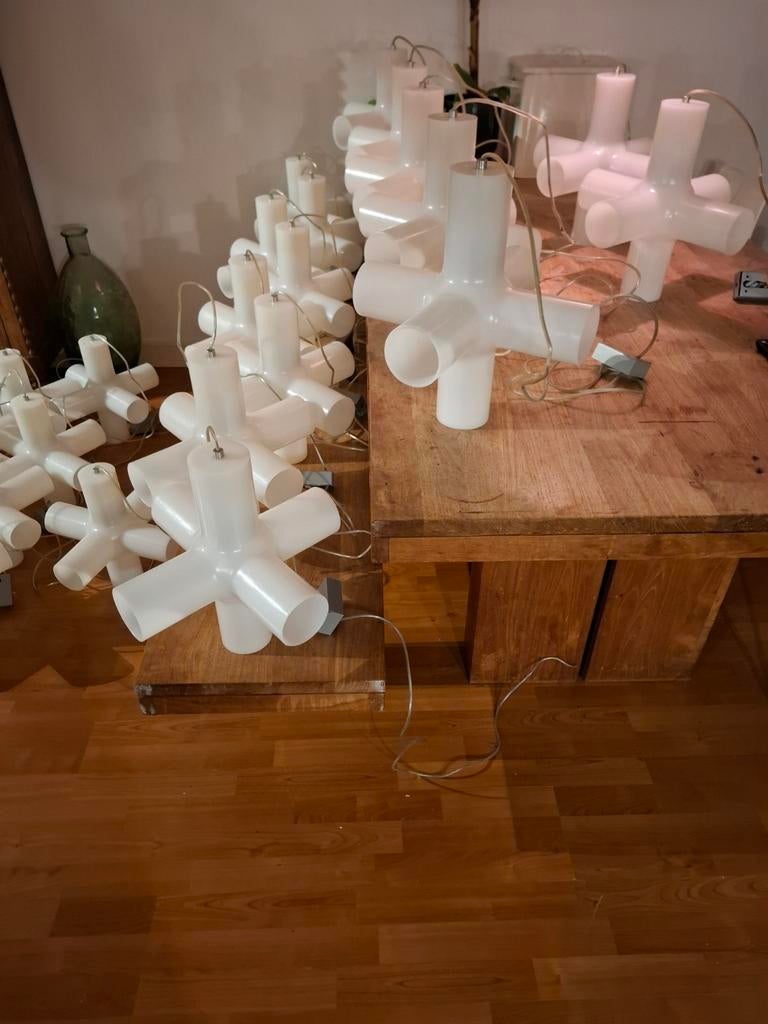 2x Crosslight kunststof wit vintage hanglamp Merk Dark, Ophalen, Kunststof, Minder dan 50 cm, Gebruikt