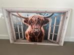 Canvas schotse hooglander afhaal €10,-, Ophalen, Zo goed als nieuw, 50 tot 75 cm, Schilderij