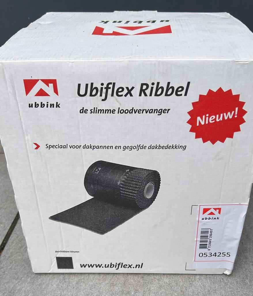 Ubiflex Ribbel Loodvervanger 250mm x 6m zwart  0534255, Ophalen, Overige materialen, Zwart, Nieuw