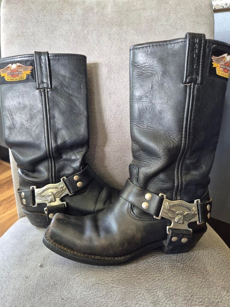 Harley-Davidson leren motorlaarzen, Ophalen, Gedragen, Zwart, Hoge laarzen