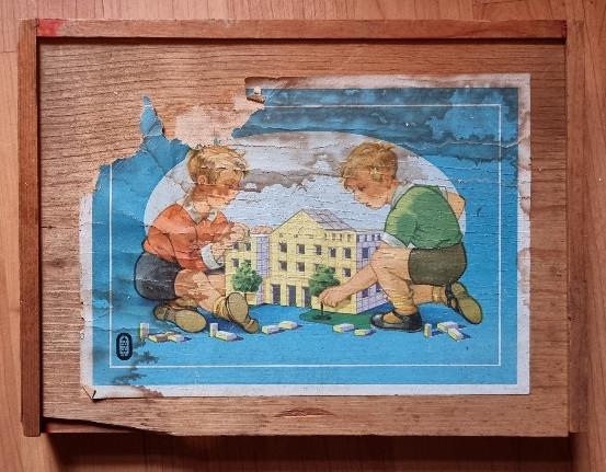 Jaren 50 houten blokkendoos - compleet - in zeer nette staat, Antiek en Kunst, Ophalen of Verzenden